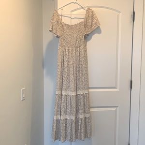 Cream Floral Maxi Dress